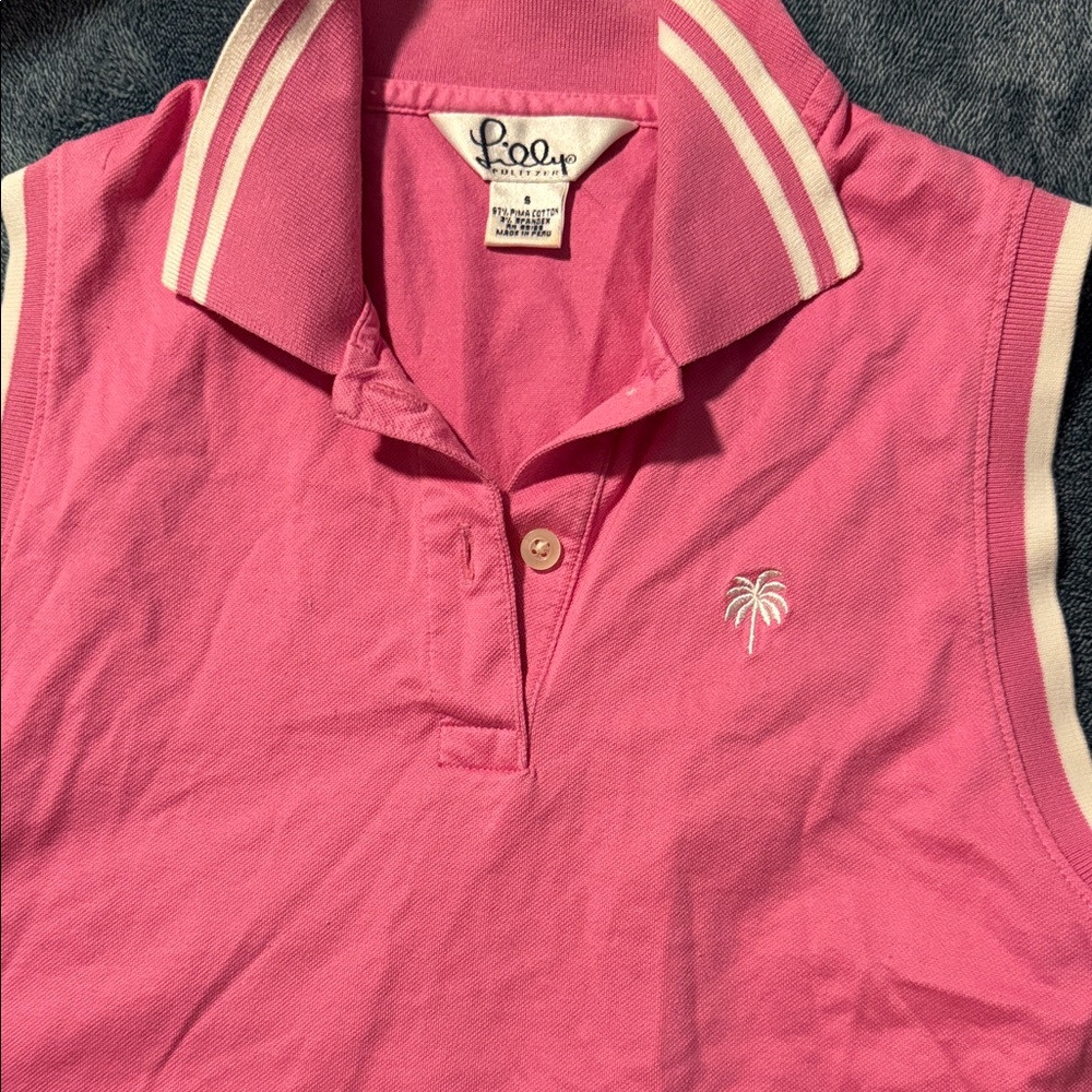 Lilly Pulitzer Pink Polo with White Accents